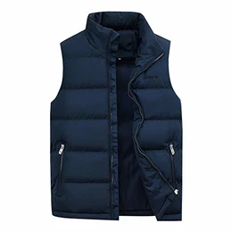 BeIM Herren Steppweste Weste Daunenweste Outdoor Weste Winterweste mit Stehkragen, Marineblau, M