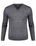 iClosam Pullover Herren V-Ausschnitt Langarm Sweater Grau