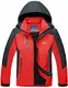 TACVASEN Herren Leichte Wasserdichte Softshell Jacke mit Abnehmbarer Kapuze, Rot, DE M