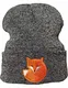 Strickmütze: Fuchs Fox - Wollmütze/Wintermütze/Rollmütze/Long Beanie/Mütze/Seemannsmütze/Unisex Herren Damen/Cool Design Logo Bestickt/Hip Hop (Grau)