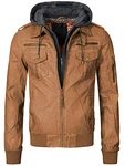 Indicode Herren Aaron Lederjacke mit Abnehmbarer Kapuze Brown Indicode Herren Aaron Lederjacke mit Abnehmbarer Kapuze Brown