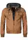 Indicode Herren Aaron Lederjacke m. Abnehmbarer Kapuze & 7 Taschen   Kunstleder Herrenjacke Kurze Winterjacke warme Übergangsjacke gefütterte Winter Leder Jacke f. Männer Brown M