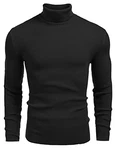 Tinkwell Herren Rollkragen Pullover Langarmshirt Slim Fit Schwarz