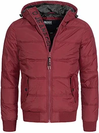 Indicode Herren Adrian ZA Steppjacke in Daunenjacken-Optik mit Kapuze leichte Winterjacke gefütterte Übergangsjacke (Polyester Wattierung) Regenjacke Jacke für Männer Bordeaux M