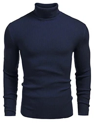 Tinkwell Herren Rollkragen Pullover Langarmshirt Slim Fit Königsblau