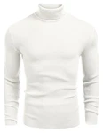 Tinkwell Herren Rollkragen Pullover Langarmshirt Slim Fit Weiß