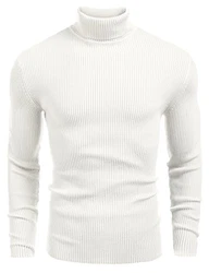 Tinkwell Herren Rollkragen Pullover Langarmshirt Slim Fit Weiß