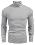 Tinkwell Herren Rollkragen Pullover Langarmshirt Slim Fit Grau