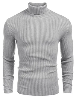 Tinkwell Herren Rollkragen Pullover Langarmshirt Slim Fit Grau