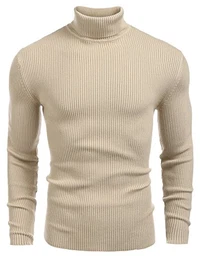 Herren Rollragen Pullover Langarmshirt Feinstrick Sweater Freizeit Slim fit Basic Männer Pullover