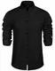 COOFANDY Hemd Herren Leinenhemd Herren Freizeithemd Slim Fit Schwarz XXL