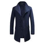 YOUTHUP Herren Mantel Slim Fit Winter Wollmantel Dicker Langer Übergangsmantel Navy