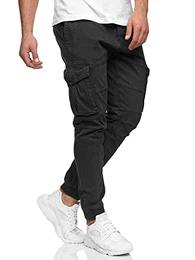 Indicode Herren Alex Cargohose aus Baumwolle mit 6 Taschen Lange Regular Fit Cargo Hose Baumwollhose Freizeithose Wanderhose Trekkinghose Men Pants Outdoorhose für Männer Black M