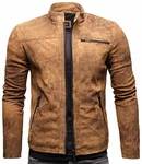 Crone Epic Herren Lederjacke Cleane Leichte Basic Jacke Braun