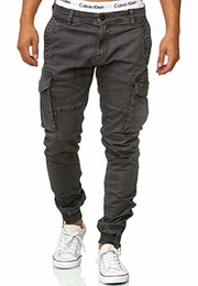 Indicode Herren Alex Cargohose aus Baumwolle mit 6 Taschen Lange Regular Fit Cargo Hose Baumwollhose Freizeithose Wanderhose Trekkinghose Men Pants Outdoorhose für Männer Dk Grey M