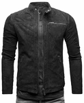 Crone Epic Herren Lederjacke Cleane Leichte Basic Jacke Vintage Schwarz