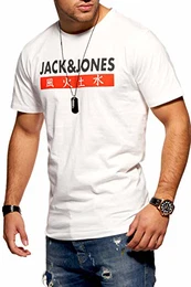 Herren T-Shirt Kurzarmshirt Top Print Shirt Casual Basic O-Neck (Medium, Cloud Dancer)