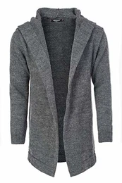 Herren Strickjacke Herren Jacke mit Kapuze 7601, Anthra, M