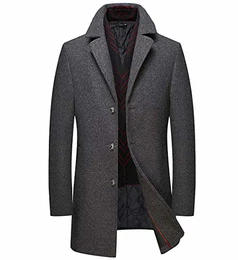 Herren warm Wollmantel Kurzmantel Winter Jacke Business- Gr. M, Grau 2
