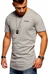 JACK & JONES Herren T-Shirt Kurzarmshirt Oversize Longshirt Basic V-Neck Light Grey Melange