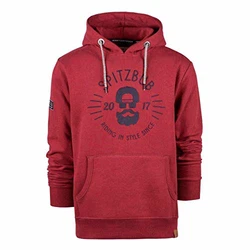 Spitzbub Herren Hoodie Pullover mit Kapuze Kapuzenpullover Sweatshirt Rot