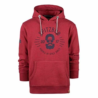 Spitzbub Herren Hoodie Pullover mit Kapuze Kapuzenpullover Sweatshirt Rot