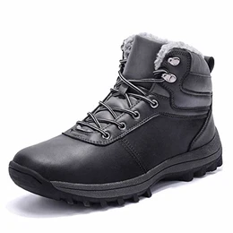 JIANYE Herren Winterschuhe Gefüttert Wasserdicht Winter Wanderschuhe Damen Warm Trekking Schneestiefel Schwarz 43