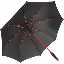 XXL Stockschirm Fiberglas Golf Automatik Schwarz - Rot