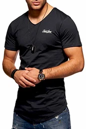 Herren T-Shirt Kurzarmshirt Oversize Longshirt Basic V-Neck (Medium, Tap Shoe)
