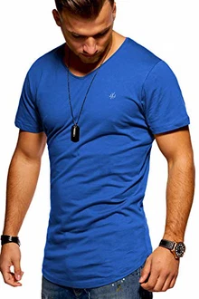JACK & JONES Herren T-Shirt Kurzarmshirt Oversize Longshirt Basic V-Neck Surf The Web
