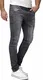 Crone Primo Basic Herren Jeans Hose Stretch Washed Slim Fit Jeanshose (32, Grey Washed)