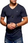 JACK & JONES Herren T-Shirt Kurzarmshirt Oversize Longshirt Basic V-Neck Total Eclipse