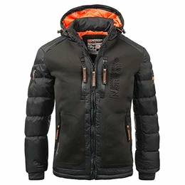 Geographical Norway Herren Winterjacke Beachwood Black - L - mit UD Beanie