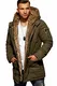 behype. Herren Winter-Parka Winter-Jacke mit Kunstfell & Kapuze Biker 55-1790 Khaki L