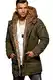 behype. Herren Winter-Parka Winter-Jacke mit Kunstfell & Kapuze Biker 55-1790 Khaki M