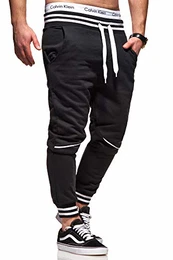 Herren Jogginghose Trainingshose Sporthose T-411 [Schwarz, L]