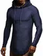 Leif Nelson Herren Kapuzenpullover Slim Fit Baumwolle-Anteil Moderner weißer Herren Hoodie-Sweatshirt-Pulli Langarm Herren schwarzer Pullover-Shirt mit Kapuze LN8128 Dunkel Blau Medium