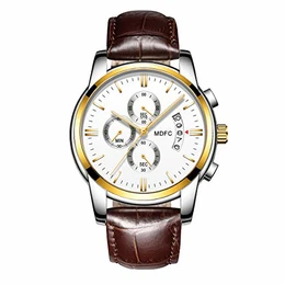 Herren Uhren Quartz Lederband für Uhren, Lässige Uhren, Business & Sport Uhren für Jungen mit 30 Meter Wasserdichtes Design und mit Leuchtende Zeiger, Kalender, Stoppuhr gebaut