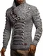 Leif Nelson Herren Strickpullover Pullover Schalkragen Slim Fit Winter Männer schwarzer Pulli Langarm Hoodie-Wollpullover LN-5575 Grau-Schwarz Medium