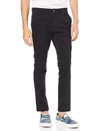 Herren Legere Stretch-Chinohose mit Enger Passform, Schwarz, 32W / 32L