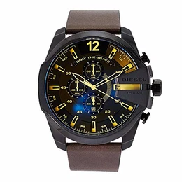Herren Chronograph Quarz Uhr mit Leder Armband DZ4401