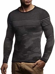 Herren Strickpullover Strick-Pullover mit Rundkragen Männer Pulli Slim Fit LN1835;M,SC-AN