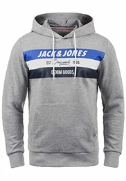 Sacho Herren Kapuzenpullover Hoodie Pullover Mit Kapuze Und Print, Größe:M, Farbe:Light Grey Melange