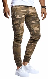 Herren Hose Jeans Jeanshose Chino Cargo Chinohose Jogger Freizeithose Slim Fit LN9325; W32L30, Khaki