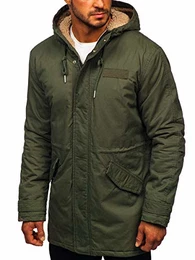 Herren Winterjacke Parka Gefüttert Kapuze Casual Style Extreme EX838 Khaki L [4D4]