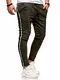 Rello & Reese Herren Jogger-Hose Stripe Slim Fit Hose JN-1208 [Khaki, S]