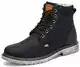 Putu Warme Gefüttert Stiefel Herren Winter Kurzschaft Stiefel Leder Klassische Boots Winterschuhe Unisex rutschfest Wasserdicht, Schwarz, 43 EU