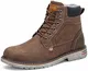 Putu Warme Gefüttert Stiefel Herren Winter Kurzschaft Stiefel Leder Klassische Boots Winterschuhe Unisex rutschfest Wasserdicht, Braun, 43 EU