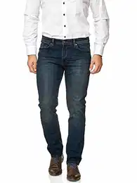 Herren Jeans - Regular-Fit Stretch - Hochwertige Straight Jeans Herren Hose - Business Anzug Freizeit 01-Navy 33W / 32L