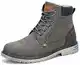 Putu Warme Gefüttert Stiefel Herren Winter Kurzschaft Stiefel Leder Klassische Boots Winterschuhe Unisex rutschfest Wasserdicht, Grau, 43 EU